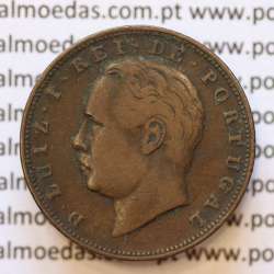 MOEDA 10 RÉIS BRONZE (X RÉIS) 1883 (MBC) - REI D. LUIS I - WORLD COINS PORTUGAL KM526