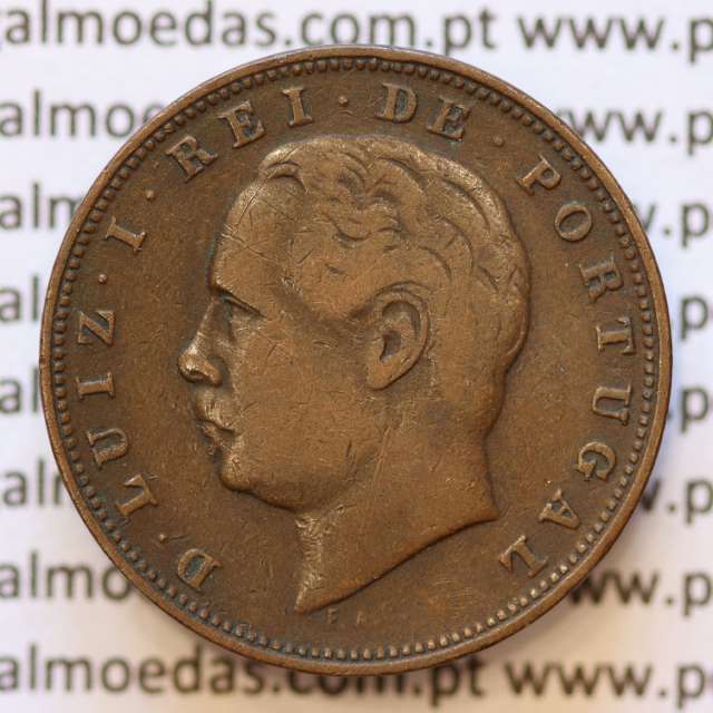 MOEDA 10 RÉIS BRONZE (X RÉIS) 1883 (BC) - REI D. LUIS I - WORLD COINS PORTUGAL KM526