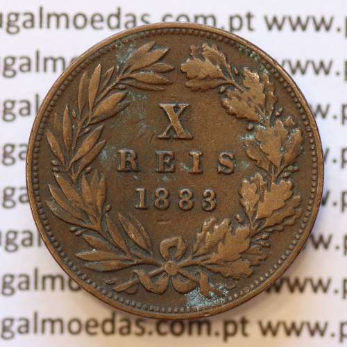 MOEDA 10 RÉIS BRONZE (X RÉIS) 1883 (BC) - REI D. LUIS I - WORLD COINS PORTUGAL KM526