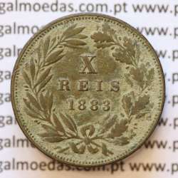 MOEDA 10 RÉIS BRONZE (X RÉIS) 1883 (BC) - REI D. LUIS I - WORLD COINS PORTUGAL KM526