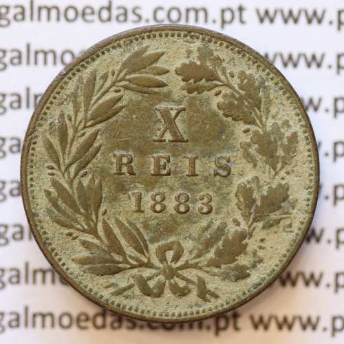 MOEDA 10 RÉIS BRONZE (X RÉIS) 1883 (BC) - REI D. LUIS I - WORLD COINS PORTUGAL KM526