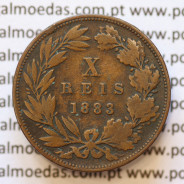 MOEDA 10 RÉIS BRONZE (X RÉIS) 1883 (BC) - REI D. LUIS I - WORLD COINS PORTUGAL KM526