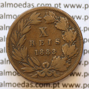 MOEDA 10 RÉIS BRONZE (X RÉIS) 1883 (BC) - REI D. LUIS I - WORLD COINS PORTUGAL KM526