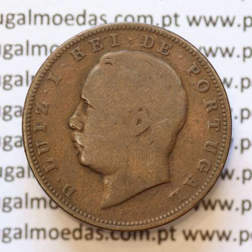 MOEDA 10 RÉIS BRONZE (X RÉIS) 1883 (BC) - REI D. LUIS I - WORLD COINS PORTUGAL KM526