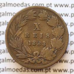 MOEDA 10 RÉIS BRONZE (X RÉIS) 1883 (BC) - REI D. LUIS I - WORLD COINS PORTUGAL KM526