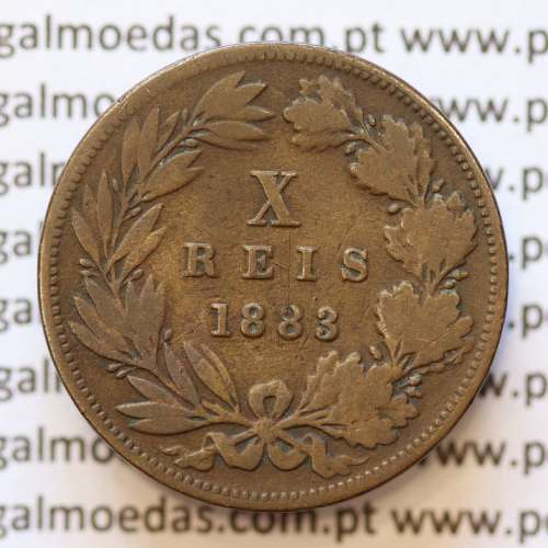 MOEDA 10 RÉIS BRONZE (X RÉIS) 1883 (BC) - REI D. LUIS I - WORLD COINS PORTUGAL KM526