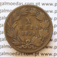 MOEDA 10 RÉIS BRONZE (X RÉIS) 1883 (BC) - REI D. LUIS I - WORLD COINS PORTUGAL KM526