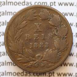 MOEDA 10 RÉIS BRONZE (X RÉIS) 1883 (BC) - REI D. LUIS I - WORLD COINS PORTUGAL KM526