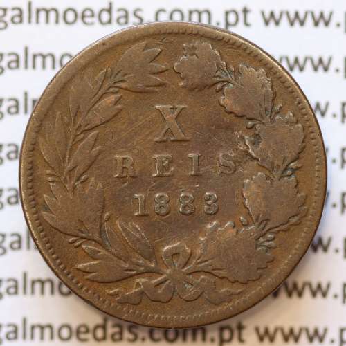 MOEDA 10 RÉIS BRONZE (X RÉIS) 1883 (BC) - REI D. LUIS I - WORLD COINS PORTUGAL KM526