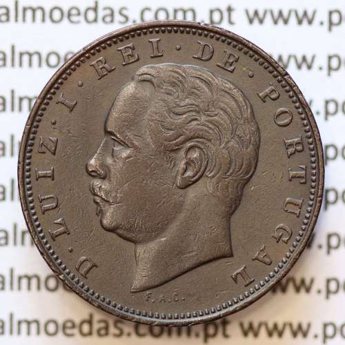 MOEDA 10 RÉIS BRONZE (X RÉIS) 1884 (MBC+) - REI D. LUIS I - WORLD COINS PORTUGAL KM526