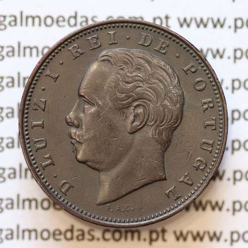 MOEDA 10 RÉIS BRONZE (X RÉIS) 1884 (MBC+/ BELA) - REI D. LUIS I - WORLD COINS PORTUGAL KM526