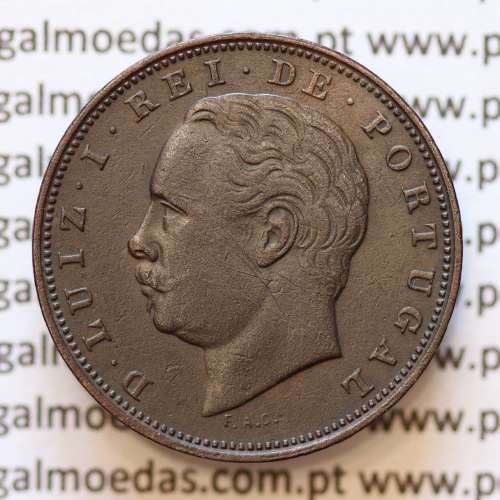 MOEDA 10 RÉIS BRONZE (X RÉIS) 1884 (MBC+) - REI D. LUIS I - WORLD COINS PORTUGAL KM526