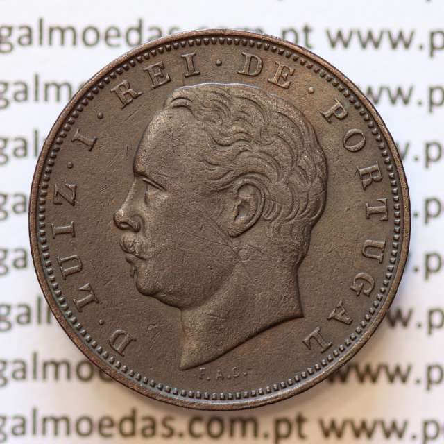 MOEDA 10 RÉIS BRONZE (X RÉIS) 1884 (MBC+) - REI D. LUIS I - WORLD COINS PORTUGAL KM526