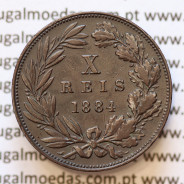 MOEDA 10 RÉIS BRONZE (X RÉIS) 1884 (MBC) - REI D. LUIS I - WORLD COINS PORTUGAL KM526