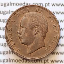 MOEDA 10 RÉIS BRONZE (X RÉIS) 1884 (MBC+) - REI D. LUIS I - WORLD COINS PORTUGAL KM526