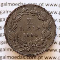 MOEDA 10 RÉIS BRONZE (X RÉIS) 1884 (MBC+) - REI D. LUIS I - WORLD COINS PORTUGAL KM526