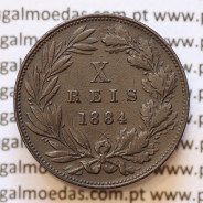 MOEDA 10 RÉIS BRONZE (X RÉIS) 1884 (MBC+) - REI D. LUIS I - WORLD COINS PORTUGAL KM526