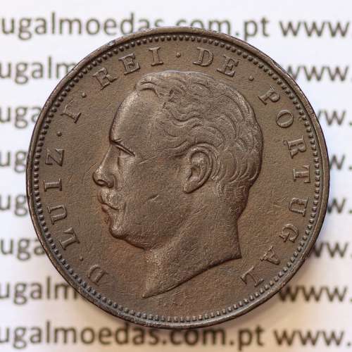 MOEDA 10 RÉIS BRONZE (X RÉIS) 1884 (MBC+) - REI D. LUIS I - WORLD COINS PORTUGAL KM526