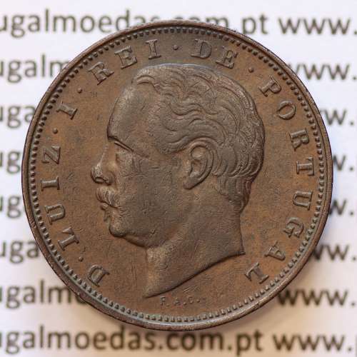 MOEDA 10 RÉIS BRONZE (X RÉIS) 1884 (MBC+) - REI D. LUIS I - WORLD COINS PORTUGAL KM526