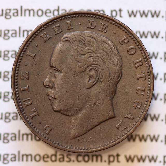 MOEDA 10 RÉIS BRONZE (X RÉIS) 1884 (MBC+) - REI D. LUIS I - WORLD COINS PORTUGAL KM526