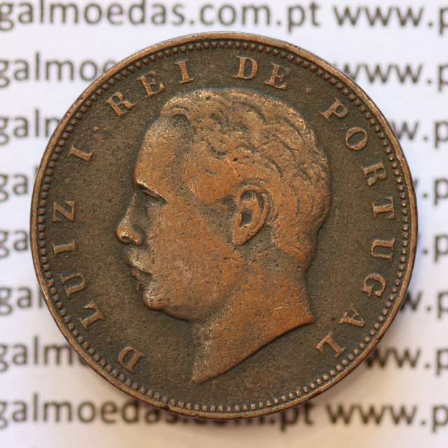 MOEDA 10 RÉIS BRONZE (X RÉIS) 1884 (MBC) - REI D. LUIS I - WORLD COINS PORTUGAL KM526
