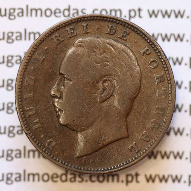 MOEDA 10 RÉIS BRONZE (X RÉIS) 1884 (BC+) - REI D. LUIS I - WORLD COINS PORTUGAL KM526