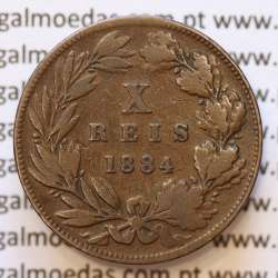 MOEDA 10 RÉIS BRONZE (X RÉIS) 1884 (BC+) - REI D. LUIS I - WORLD COINS PORTUGAL KM526