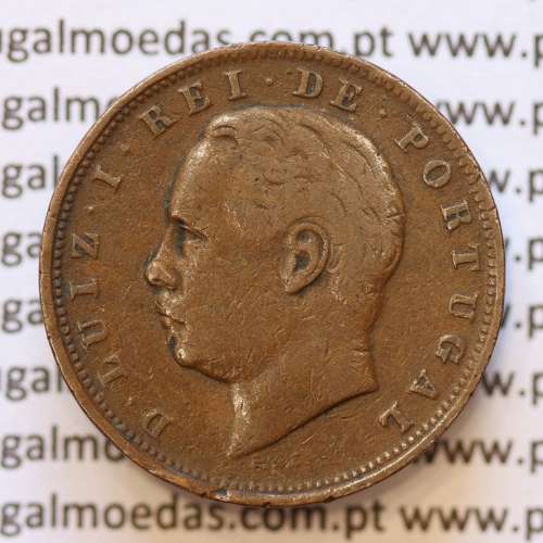 MOEDA 10 RÉIS BRONZE (X RÉIS) 1884 (BC+) - REI D. LUIS I - WORLD COINS PORTUGAL KM526