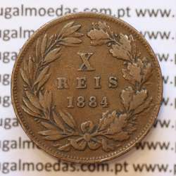 MOEDA 10 RÉIS BRONZE (X RÉIS) 1884 (BC+) - REI D. LUIS I - WORLD COINS PORTUGAL KM526