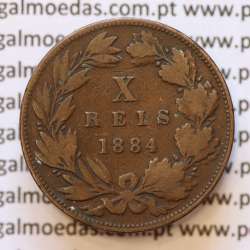 MOEDA 10 RÉIS BRONZE (X RÉIS) 1884 (BC) - REI D. LUIS I - WORLD COINS PORTUGAL KM526