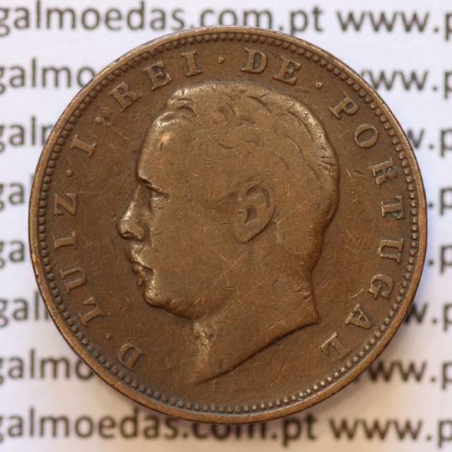 MOEDA 10 RÉIS BRONZE (X RÉIS) 1884 (BC) - REI D. LUIS I - WORLD COINS PORTUGAL KM526