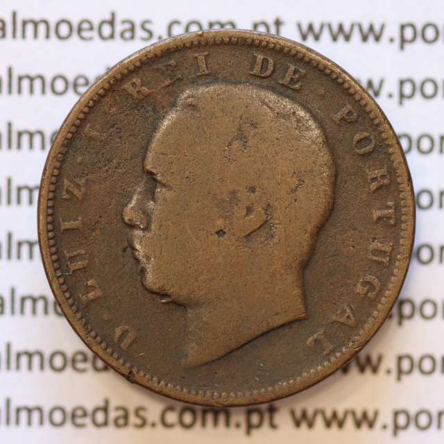 MOEDA 10 RÉIS BRONZE (X RÉIS) 1884 (BC) - REI D. LUIS I - WORLD COINS PORTUGAL KM526