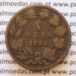 MOEDA 10 RÉIS BRONZE (X RÉIS) 1884 (BC) - REI D. LUIS I - WORLD COINS PORTUGAL KM526