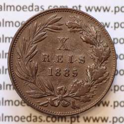 MOEDA 10 RÉIS BRONZE (X RÉIS) 1885 (MBC+) - REI D. LUIS I - WORLD COINS PORTUGAL KM526