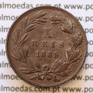 MOEDA 10 RÉIS BRONZE (X RÉIS) 1885 (MBC+) - REI D. LUIS I - WORLD COINS PORTUGAL KM526