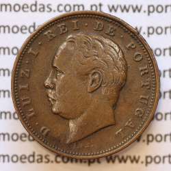 MOEDA 10 RÉIS BRONZE (X RÉIS) 1885 (MBC+) - REI D. LUIS I - WORLD COINS PORTUGAL KM526