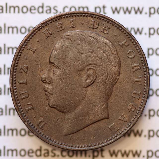 MOEDA 10 RÉIS BRONZE (X RÉIS) 1885 (MBC) - REI D. LUIS I - WORLD COINS PORTUGAL KM526