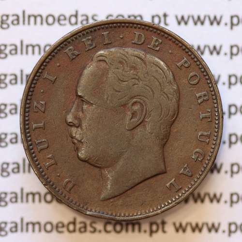 MOEDA 10 RÉIS BRONZE (X RÉIS) 1885 (MBC) - REI D. LUIS I - WORLD COINS PORTUGAL KM526