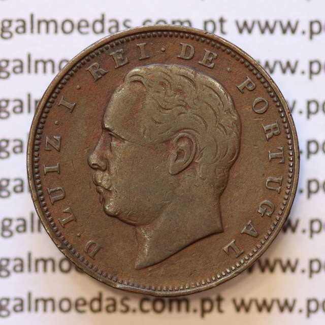 MOEDA 10 RÉIS BRONZE (X RÉIS) 1885 (MBC) - REI D. LUIS I - WORLD COINS PORTUGAL KM526