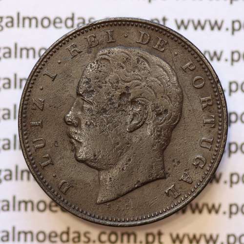 MOEDA 10 RÉIS BRONZE (X RÉIS) 1885 (BC+) - REI D. LUIS I - WORLD COINS PORTUGAL KM526