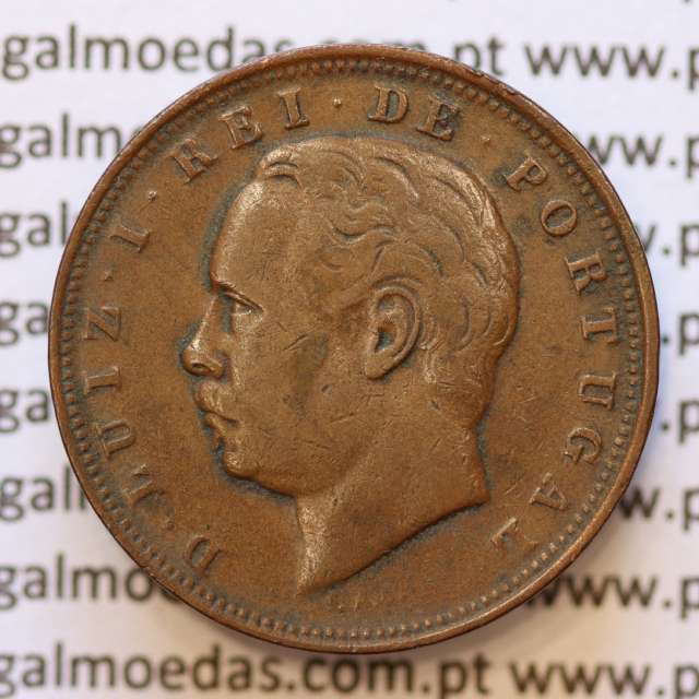 MOEDA 10 RÉIS BRONZE (X RÉIS) 1885 (MBC) - REI D. LUIS I - WORLD COINS PORTUGAL KM526