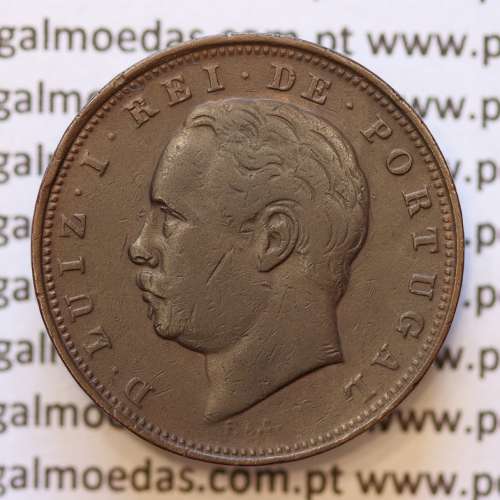 MOEDA 10 RÉIS BRONZE (X RÉIS) 1885 (MBC) - REI D. LUIS I - WORLD COINS PORTUGAL KM526