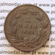 MOEDA 10 RÉIS BRONZE (X RÉIS) 1885 (MBC) - REI D. LUIS I - WORLD COINS PORTUGAL KM526