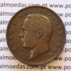 MOEDA 10 RÉIS BRONZE (X RÉIS) 1885 (MBC) - REI D. LUIS I - WORLD COINS PORTUGAL KM526