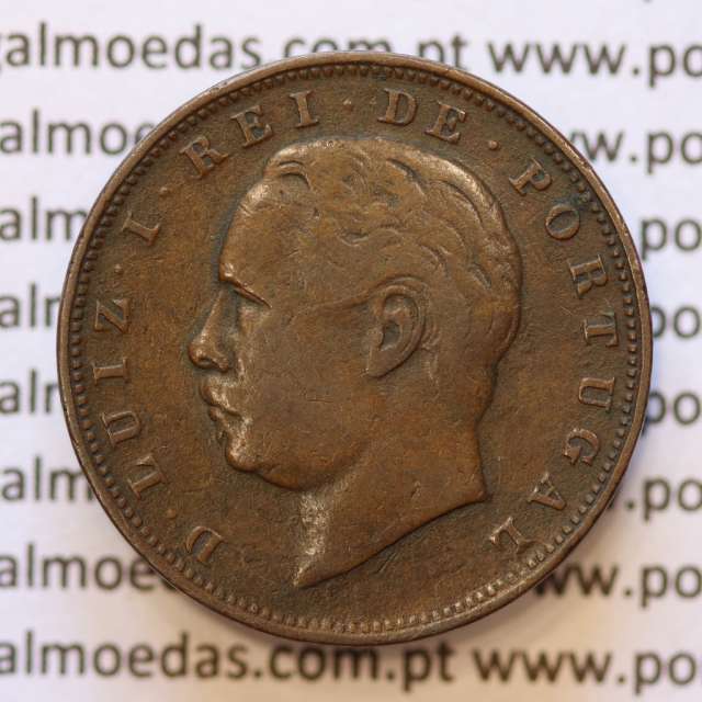 MOEDA 10 RÉIS BRONZE (X RÉIS) 1885 (MBC) - REI D. LUIS I - WORLD COINS PORTUGAL KM526