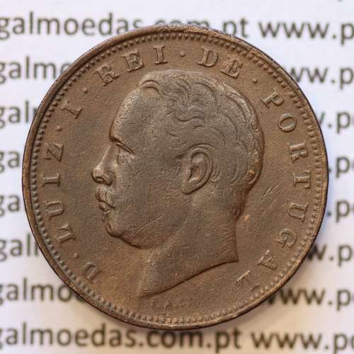 MOEDA 10 RÉIS BRONZE (X RÉIS) 1885 (MBC) - REI D. LUIS I - WORLD COINS PORTUGAL KM526