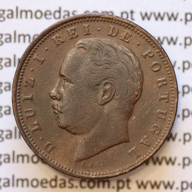 MOEDA 10 RÉIS BRONZE (X RÉIS) 1885 (MBC) - REI D. LUIS I - WORLD COINS PORTUGAL KM526