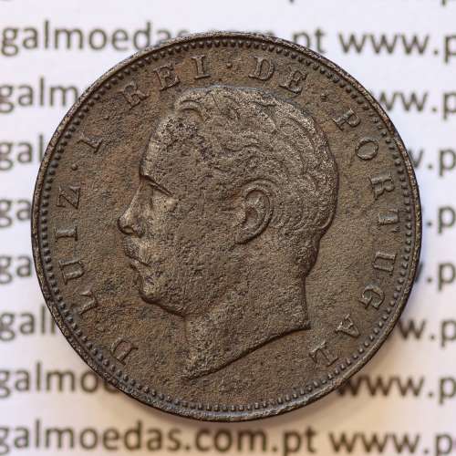 MOEDA 10 RÉIS BRONZE (X RÉIS) 1885 (MBC) - REI D. LUIS I - WORLD COINS PORTUGAL KM526