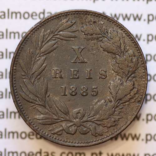 MOEDA 10 RÉIS BRONZE (X RÉIS) 1885 (BC) - REI D. LUIS I - WORLD COINS PORTUGAL KM526