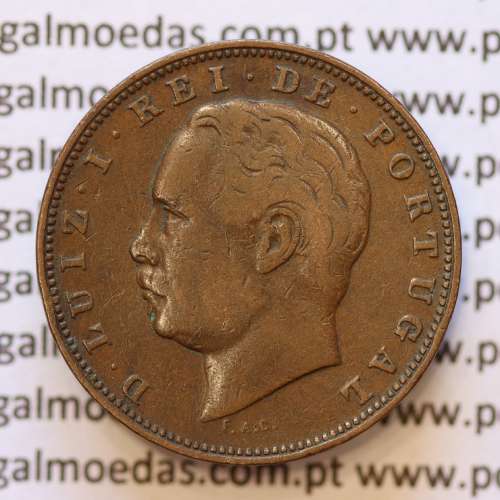 MOEDA 10 RÉIS BRONZE (X RÉIS) 1885 (MBC) - REI D. LUIS I - WORLD COINS PORTUGAL KM526